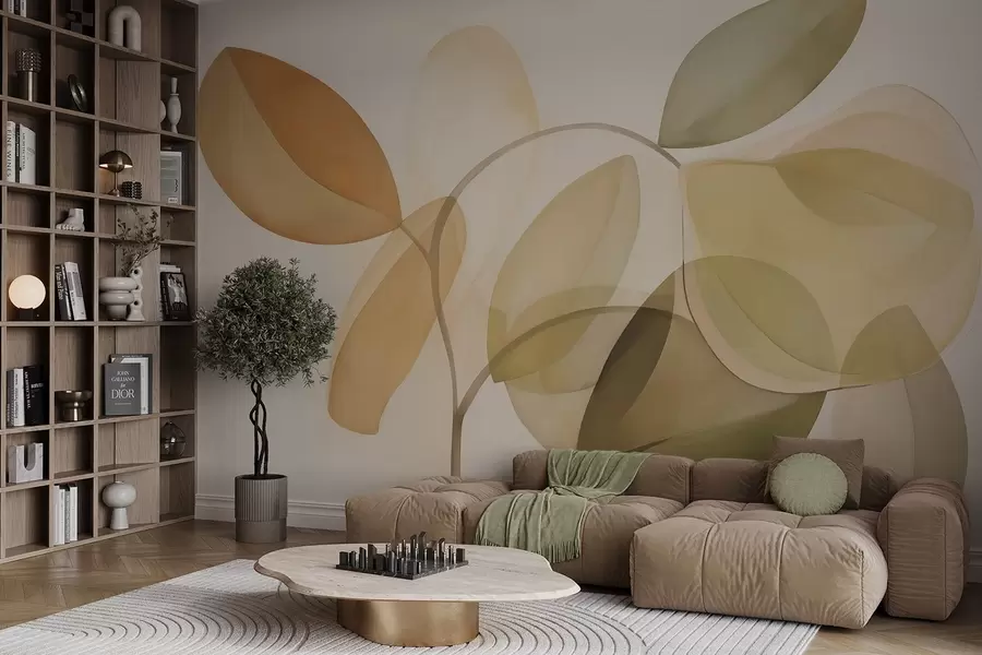 Fototapete Abstrakte Blätter imitieren Malerei w05208