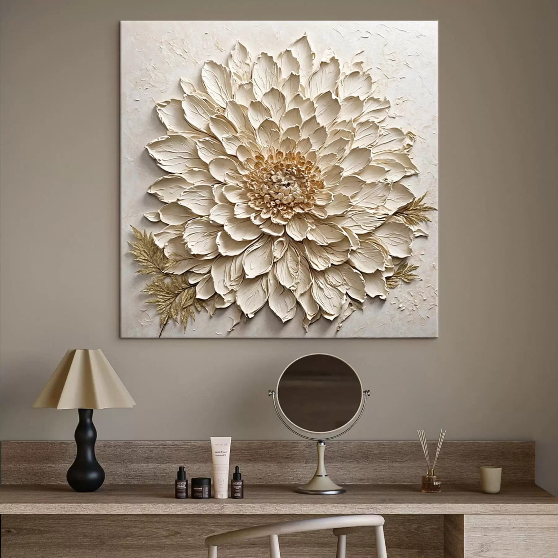 Fototapete Strukturierte Blume in Cremetönen s47259