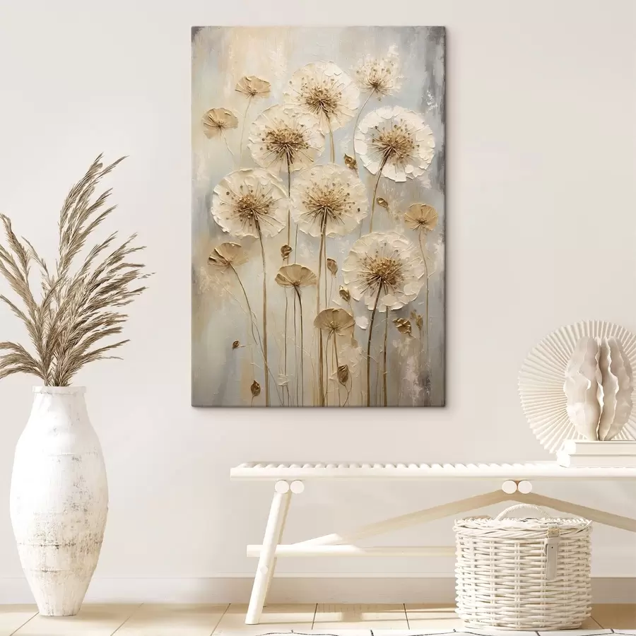 Fototapete Hohe cremefarbene Blumen auf hellem Hintergrund s47282