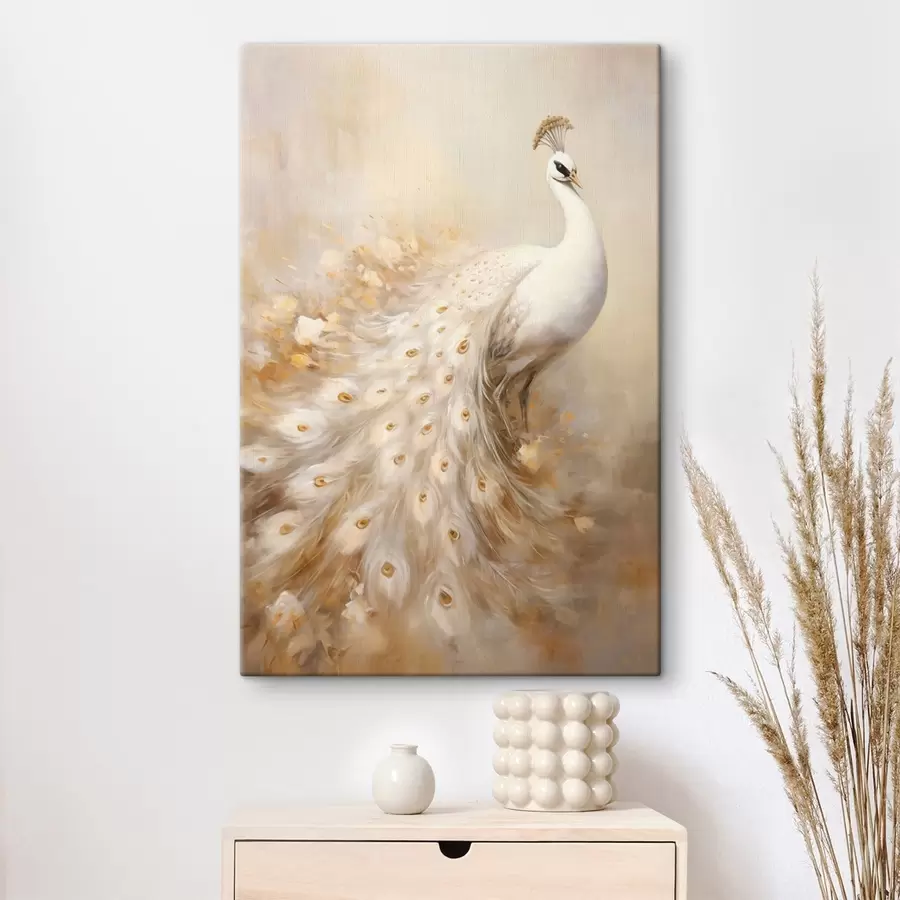 Fototapete Leichter Vogel mit langem Schwanz in luftigen Farbtönen s47309