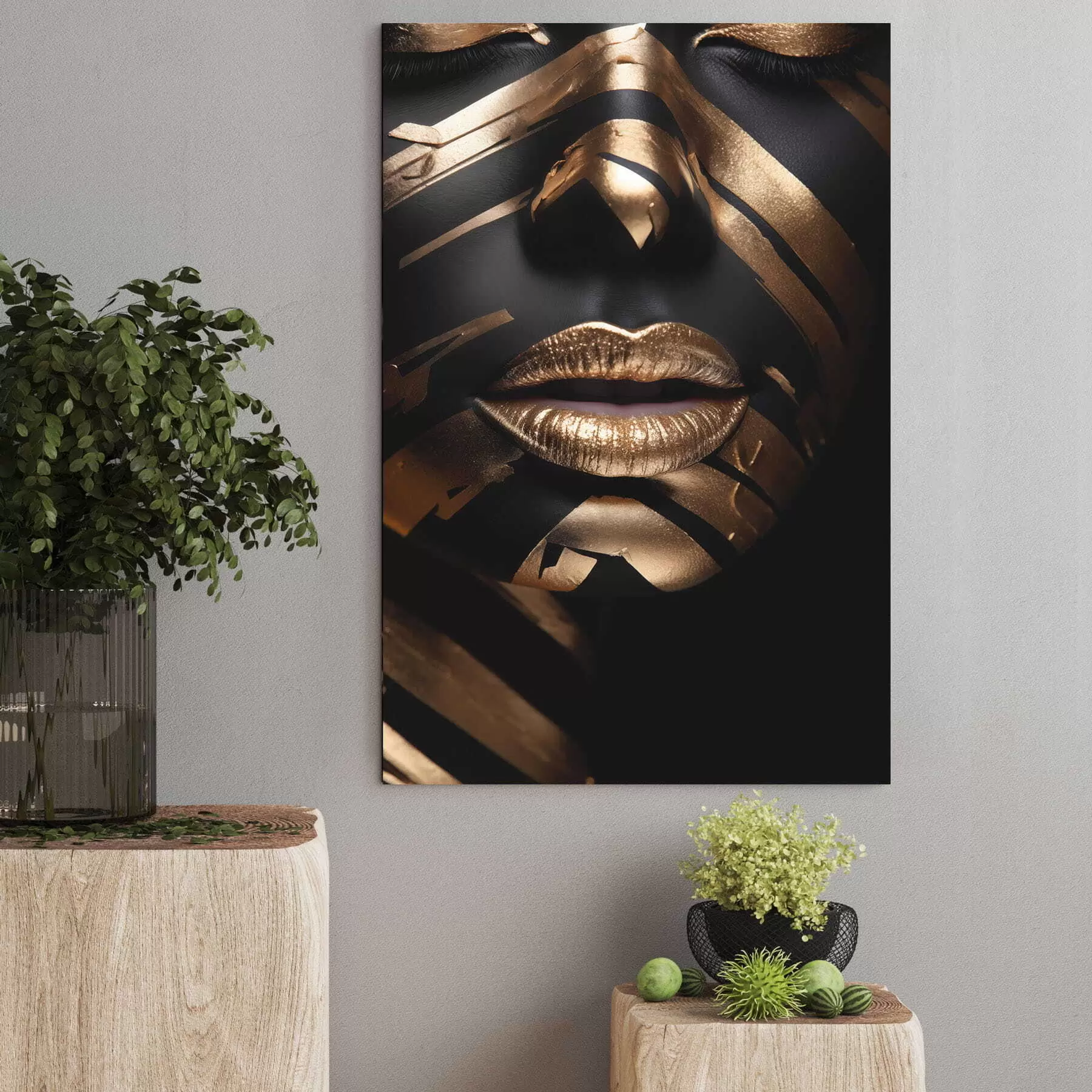 Fototapete Gesicht mit Schwarz und Streifen s47320