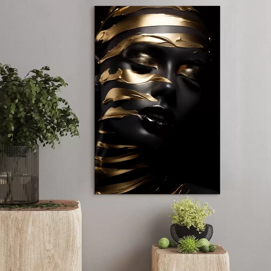 Fototapete Gesicht mit Schwarz und Streifen s47320