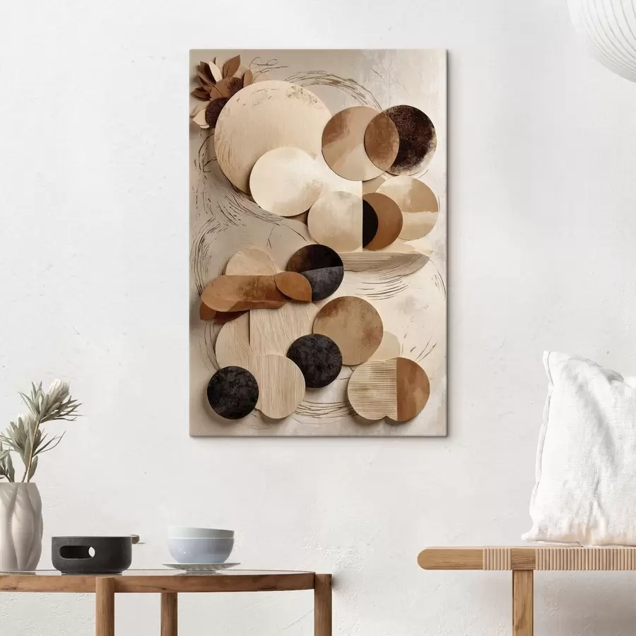 Fototapete Komposition aus runden Formen in warmen Farbtönen s47751