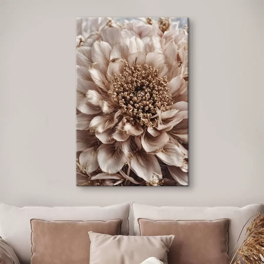 Fototapete Nahaufnahme einer blassen Blume mit reich strukturierten Blütenblättern s47769