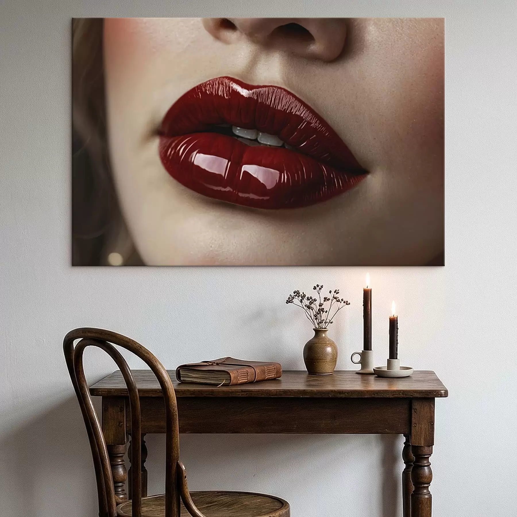 Fototapete Nahaufnahme von glänzenden roten Lippen s47772