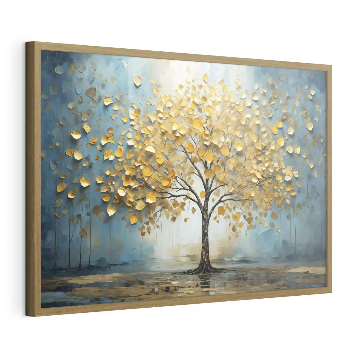 Poster Baum mit gelben Blättern vor blauem Hintergrund f47256
