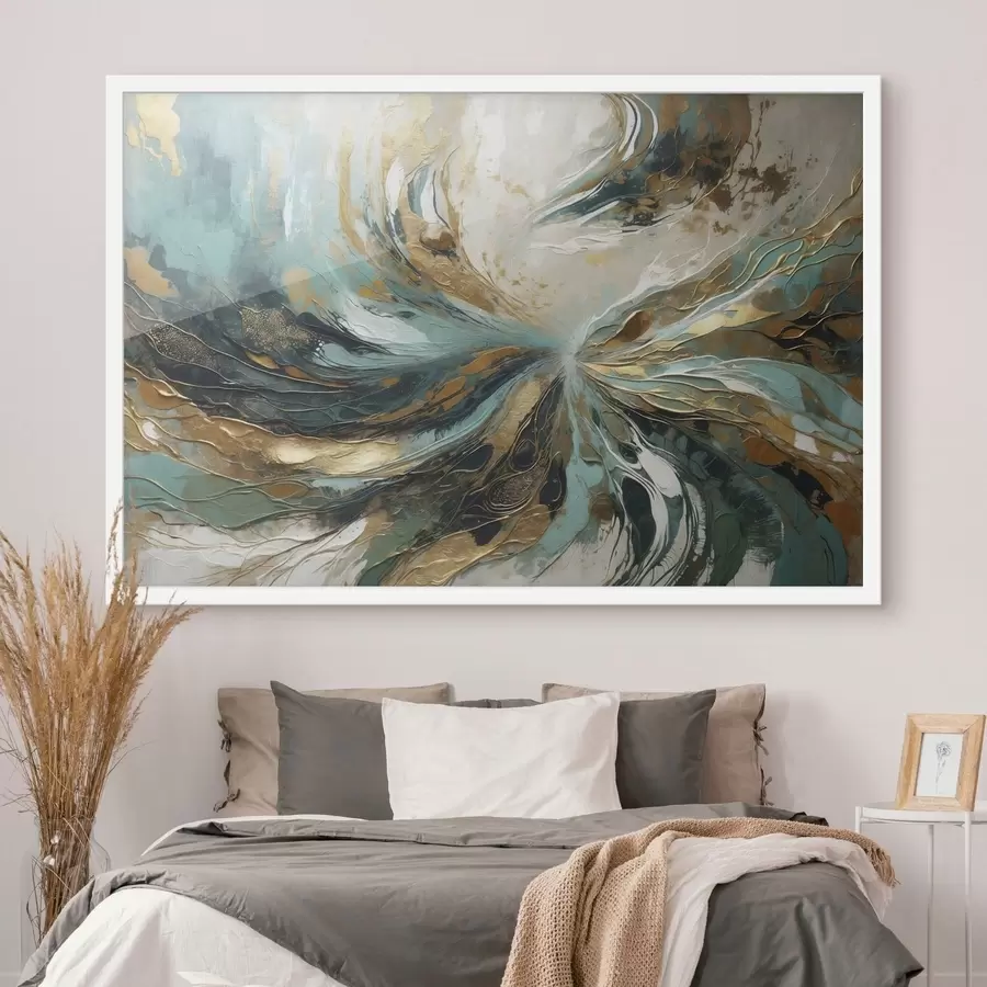 Fototapete Türkisfarbene Abstraktion mit Linien f47258