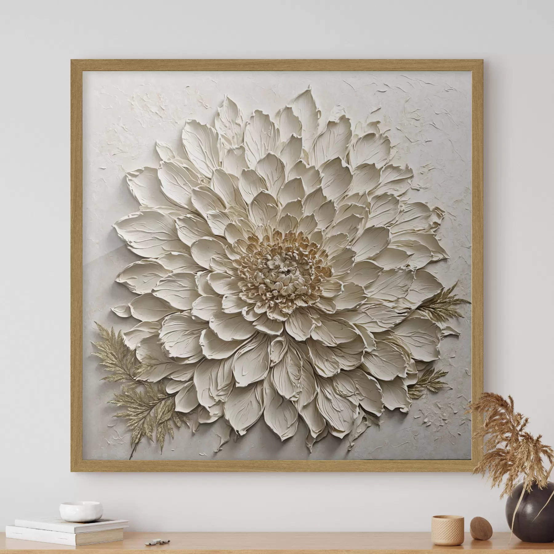 Fototapete Strukturierte Blume in Cremetönen f47259