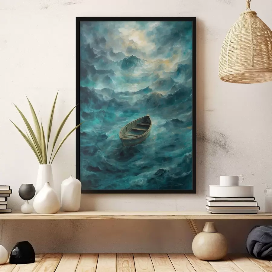 Fototapete Boot auf Wellen in einem stürmischen Meer f47272