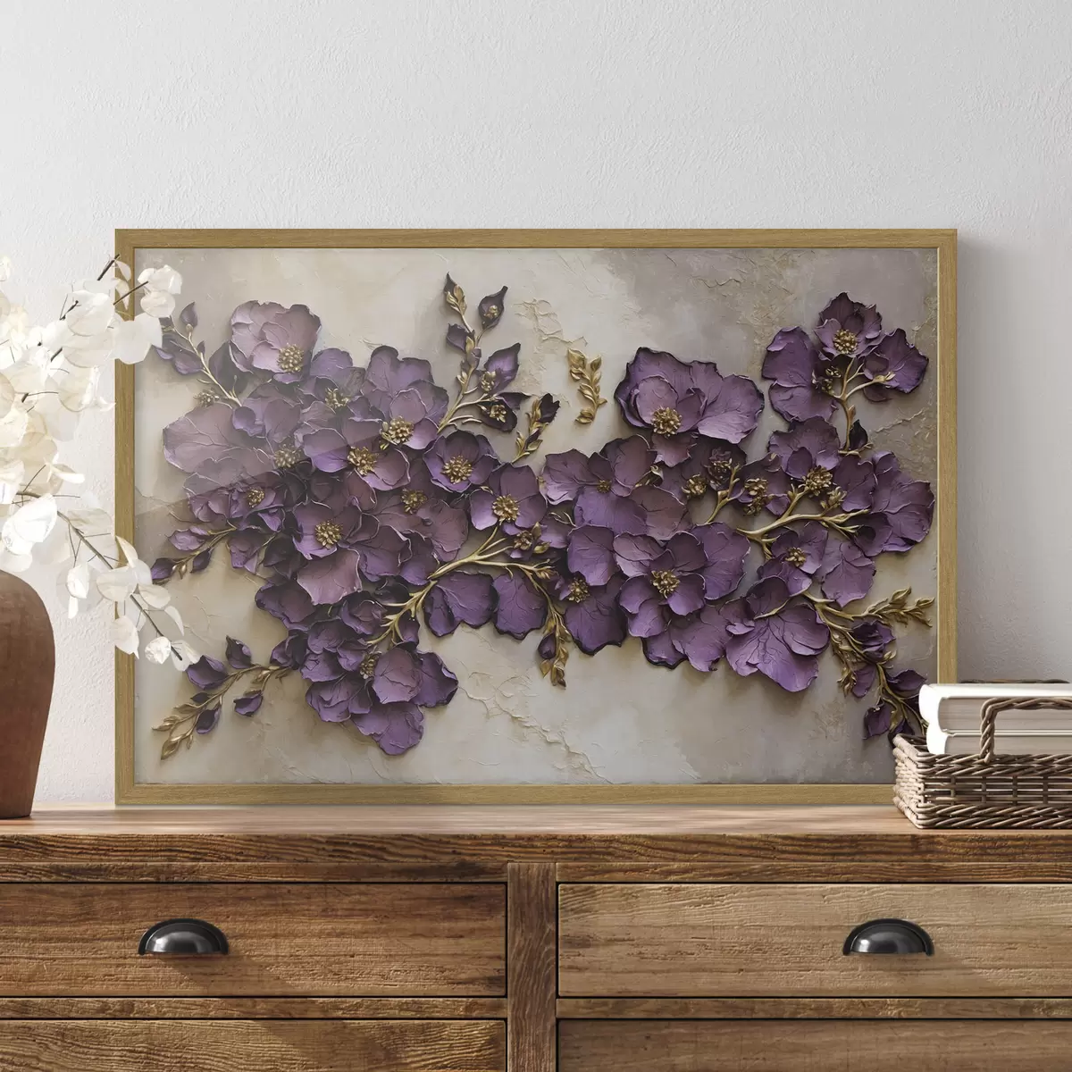 Poster Arrangement aus violetten Blumen mit Akzenten f47277