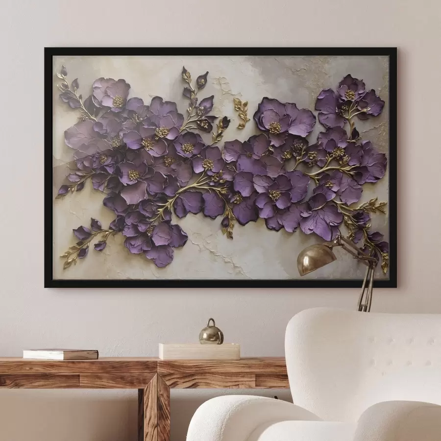 Fototapete Arrangement aus violetten Blumen mit Akzenten f47277