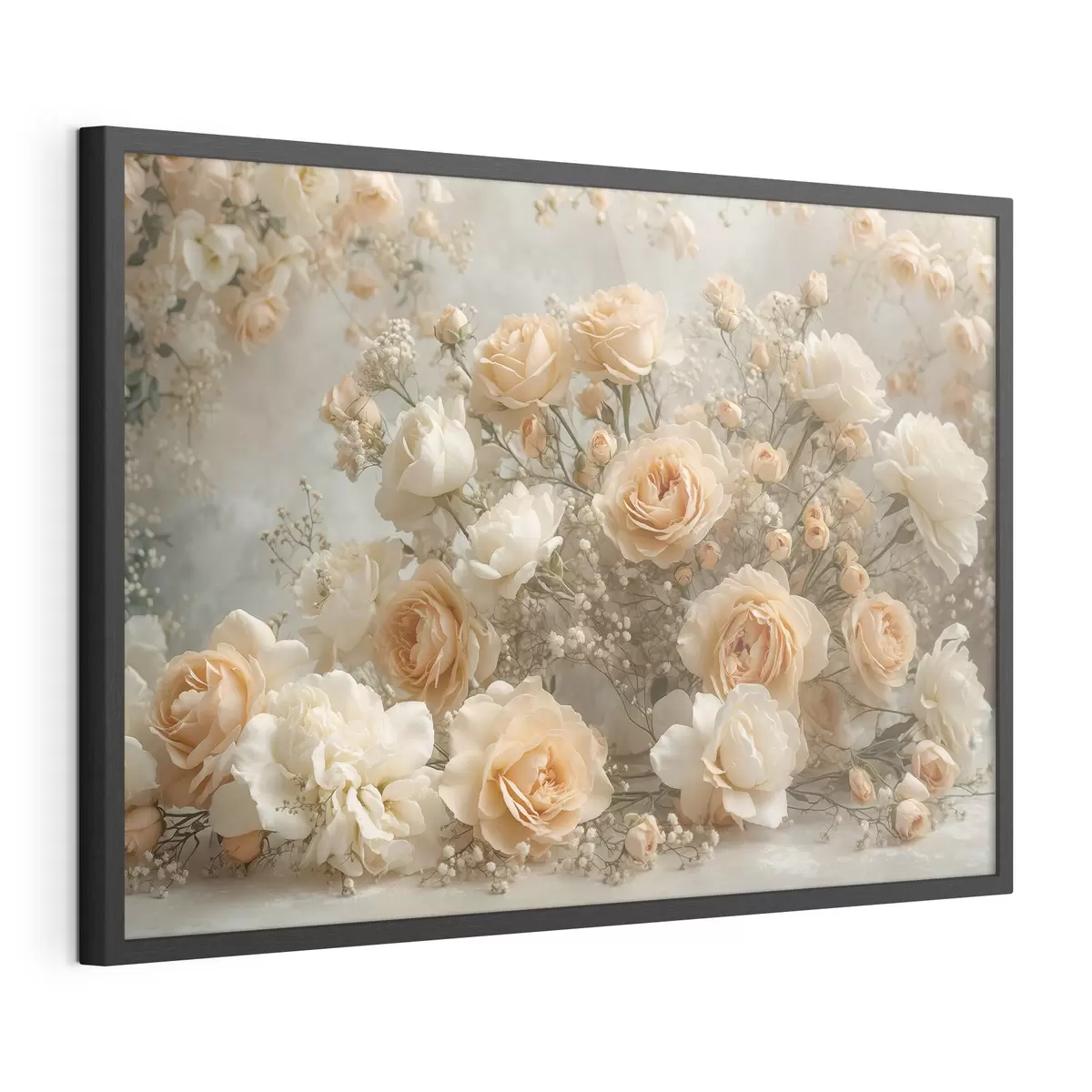 Poster Zarte cremefarbene Rosen in einem großen Arrangement f47279