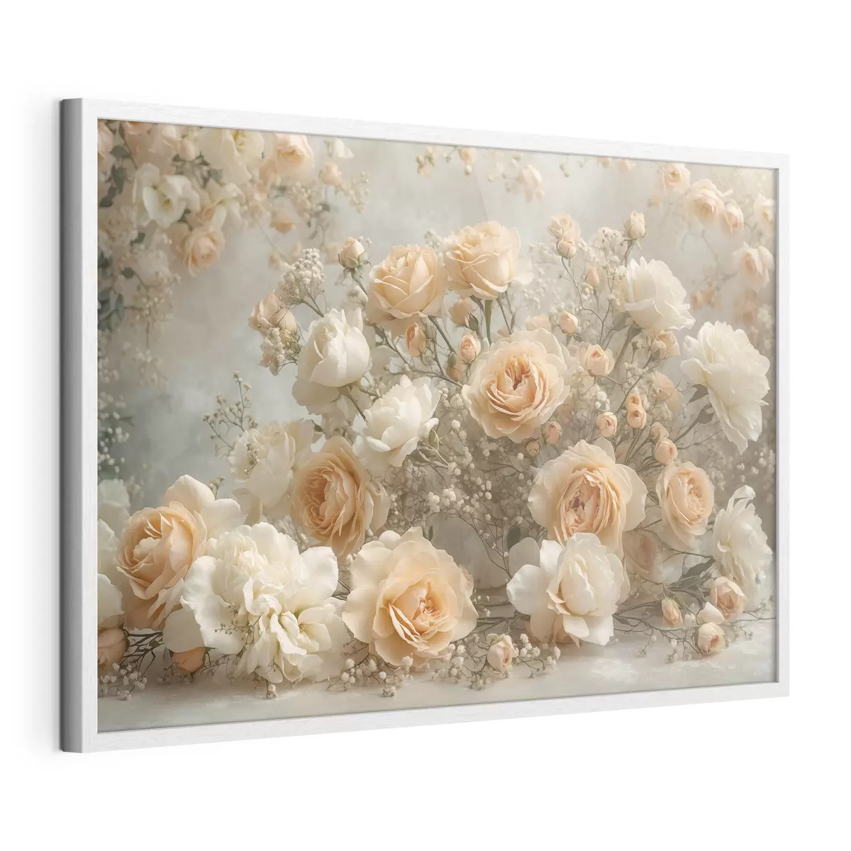 Poster Zarte cremefarbene Rosen in einem großen Arrangement f47279