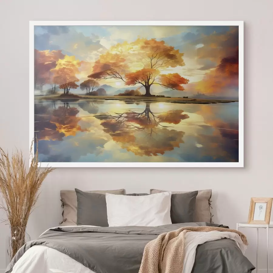 Fototapete Lebendige Bäume spiegeln sich im Wasser f47287