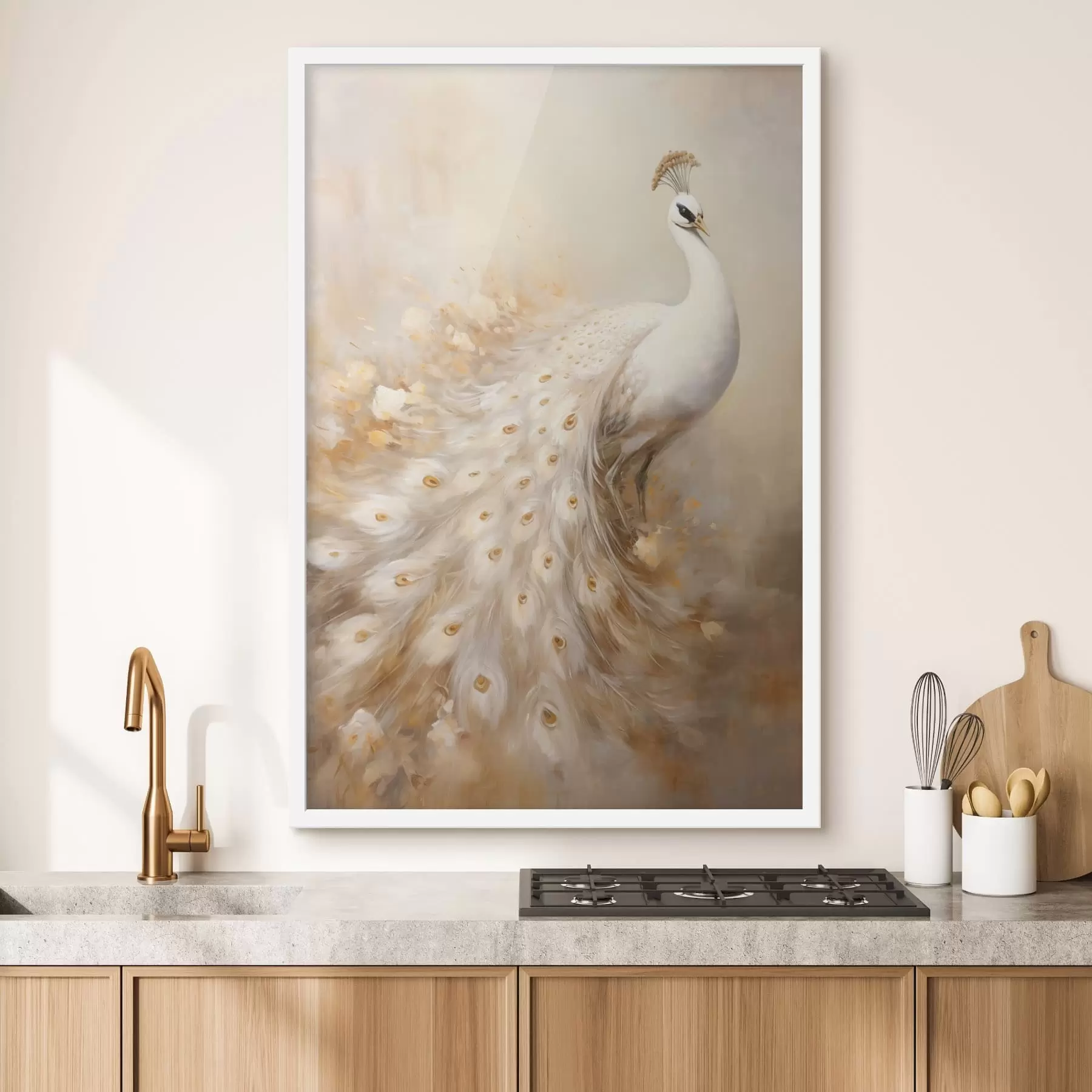 Fototapete Leichter Vogel mit langem Schwanz in luftigen Farbtönen f47309