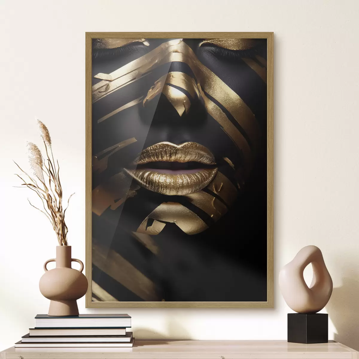 Poster Gesicht mit Schwarz und Streifen f47320