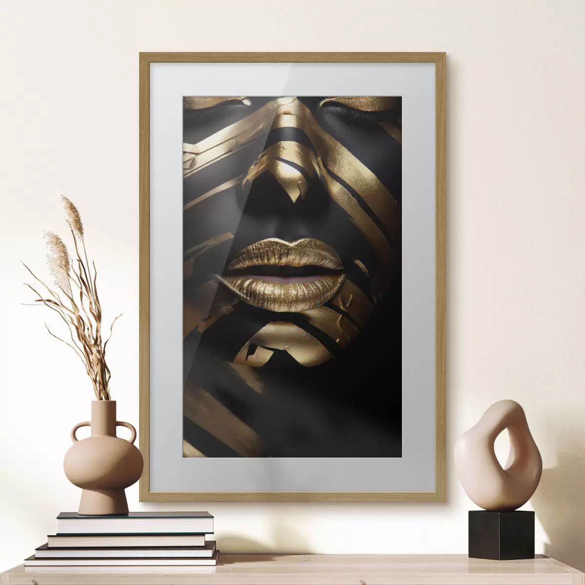 Poster Gesicht mit Schwarz und Streifen f47320