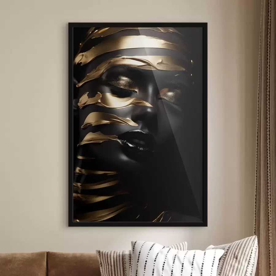 Fototapete Gesicht mit dunklem Ton und Streifen f47321