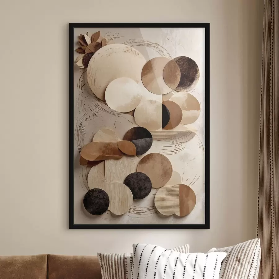 Fototapete Komposition aus runden Formen in warmen Farbtönen f47751