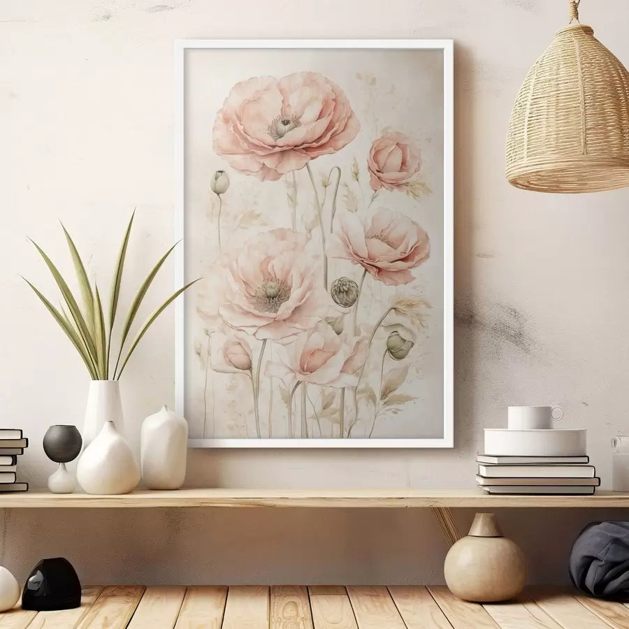 Fototapete Zarte Blumen in hellrosa Farbtönen f47756