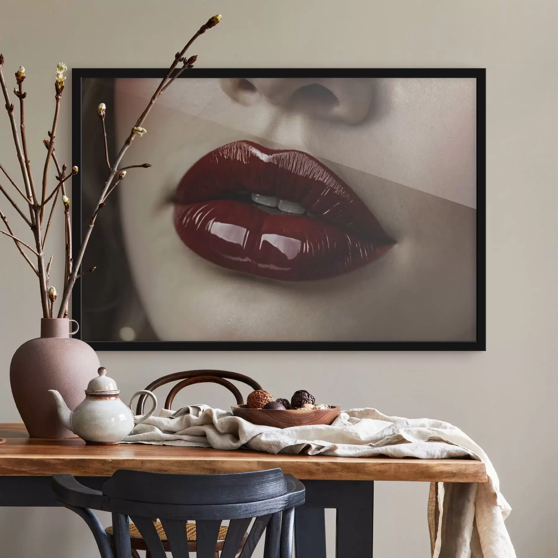 Fototapete Nahaufnahme von glänzenden roten Lippen f47772