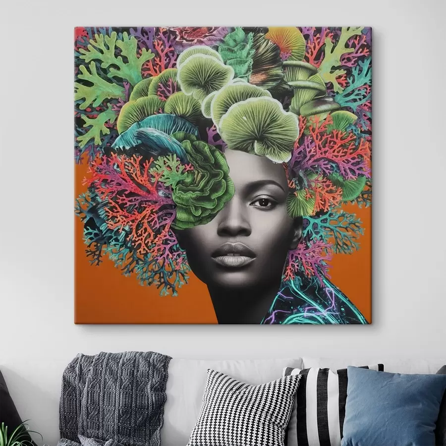 Fototapete Psychedelisches Porträt mit Pilzen s47787