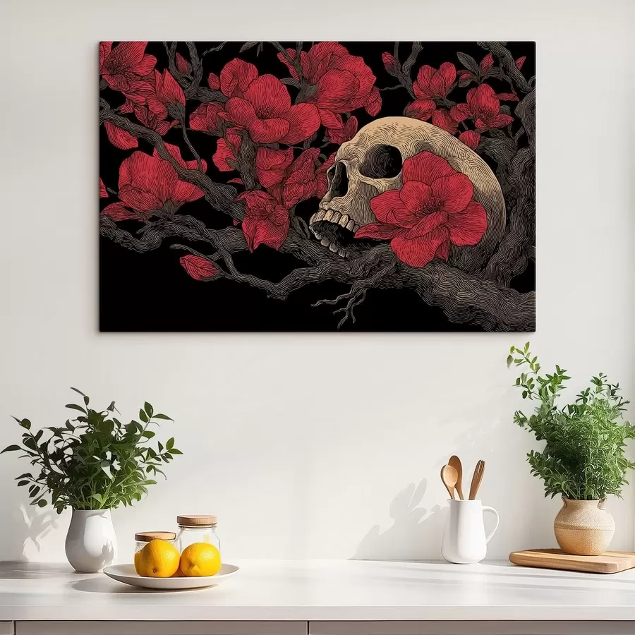 Fototapete Totenkopf mit Blumen s47797