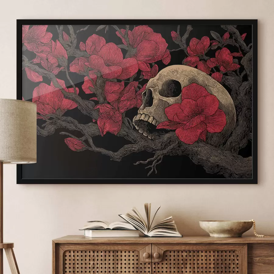 Fototapete Totenkopf mit Blumen f47797