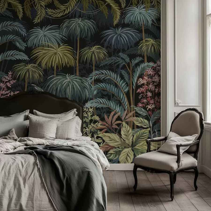 Fototapete Dichtes tropisches Laubwerk mit großen Blättern w05116