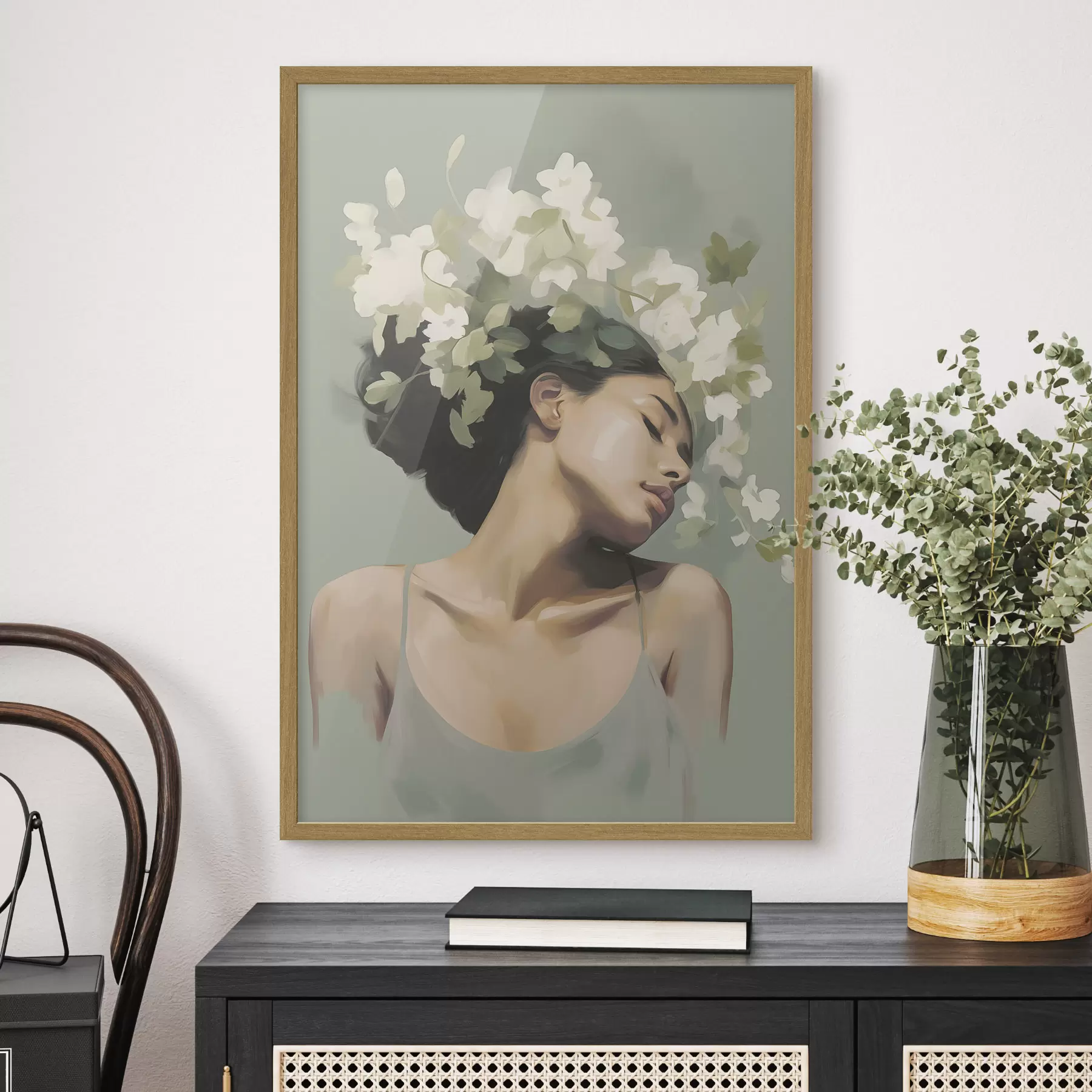 Fototapete Mädchen mit Blumenkranz f47806