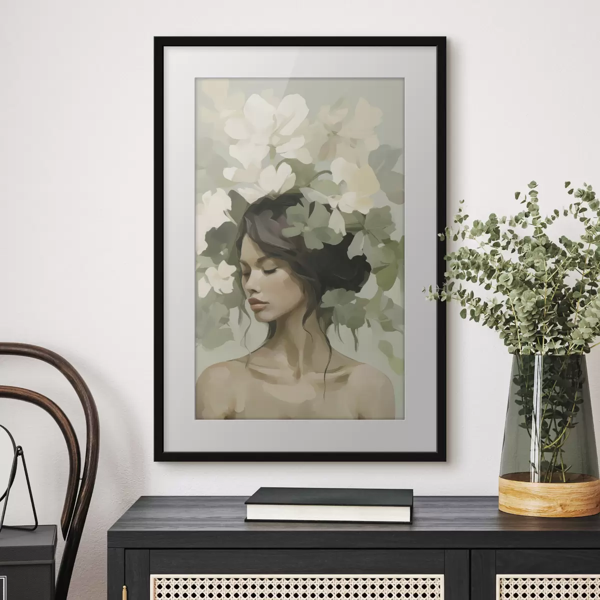 Poster Porträt eines Mädchens mit Blumenkranz f47807