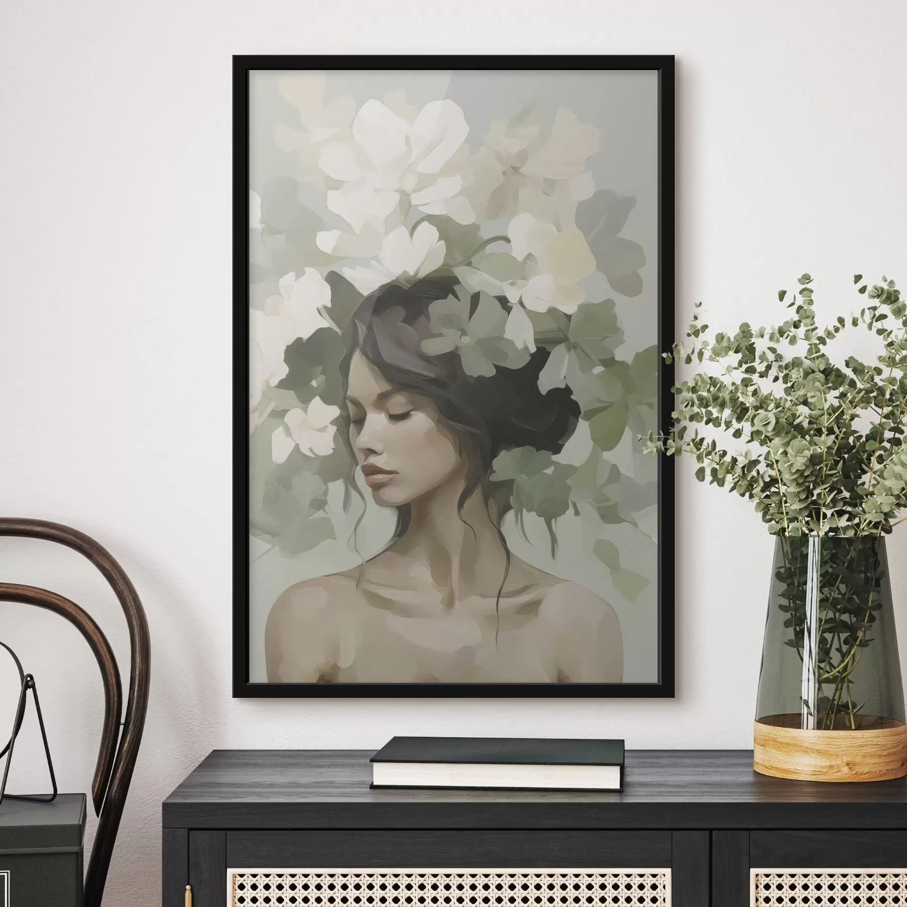 Fototapete Porträt eines Mädchens mit Blumenkranz f47807