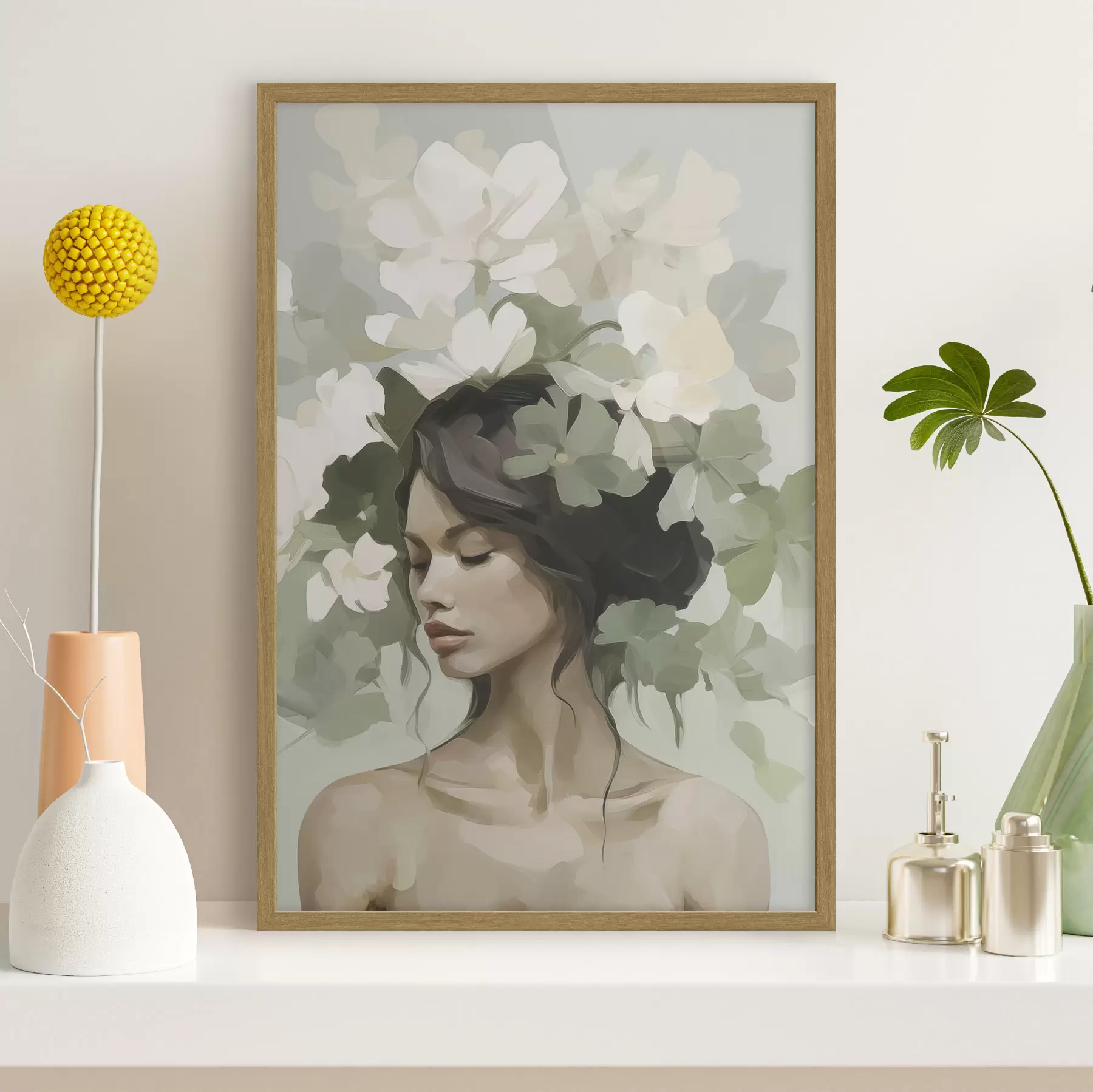 Fototapete Porträt eines Mädchens mit Blumenkranz f47807