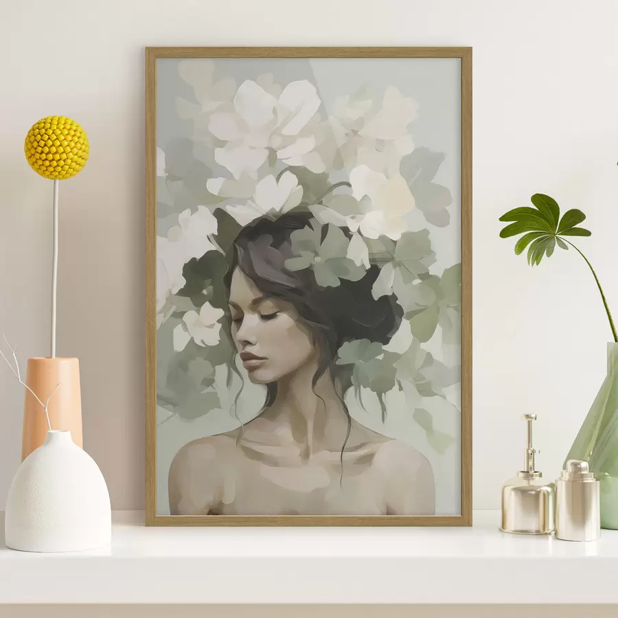 Fototapete Porträt eines Mädchens mit Blumenkranz f47807