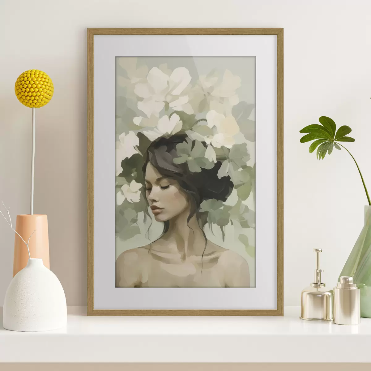 Poster Porträt eines Mädchens mit Blumenkranz f47807