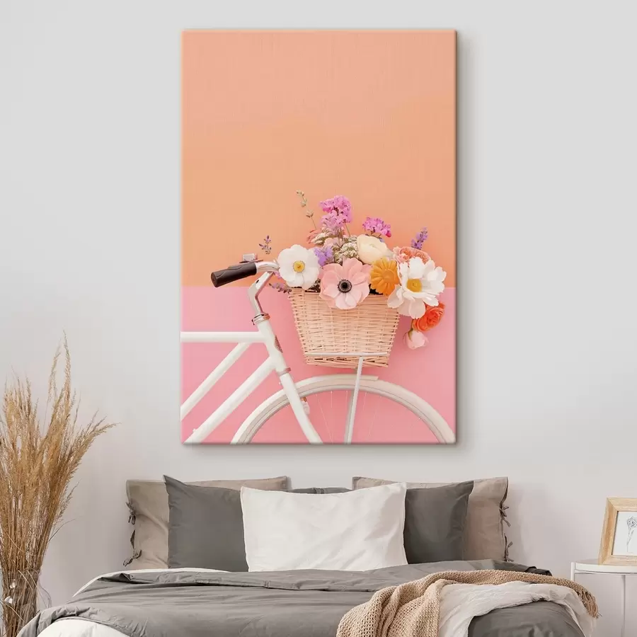 Fototapete Blumenkorb im provenzalischen Stil, Fahrrad s47895
