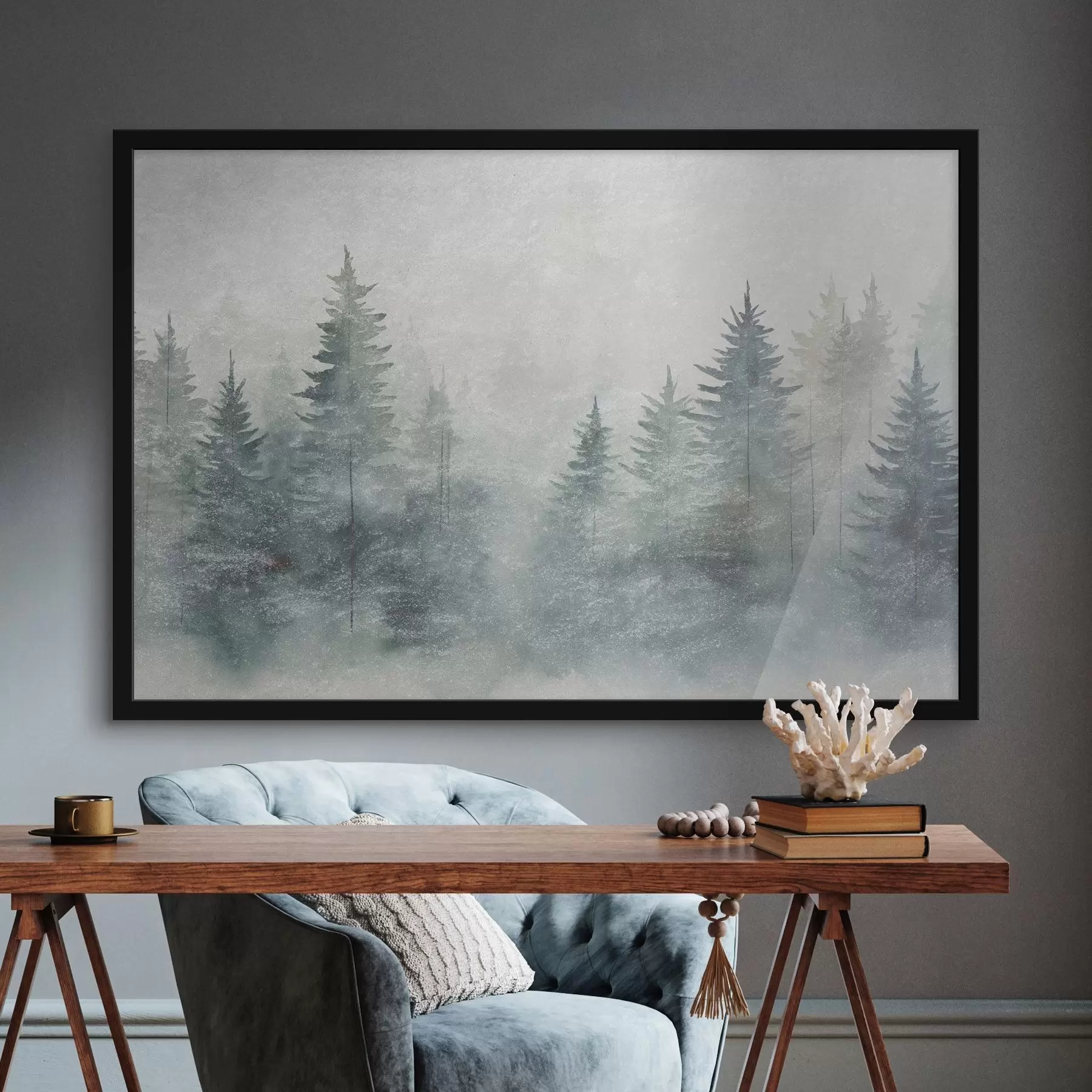 Fototapete Nadelwald, Grunge-Stil f47894