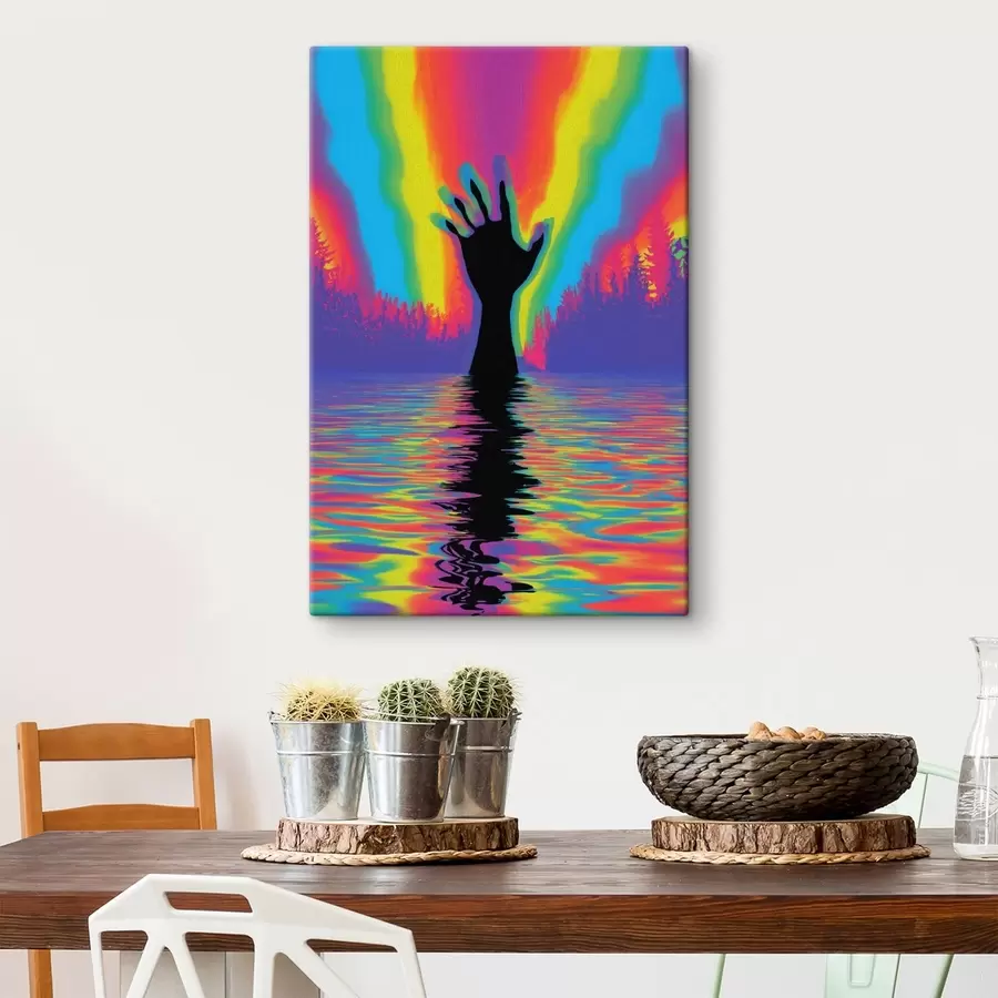 Fototapete Silhouette einer Hand über Wasser s47903