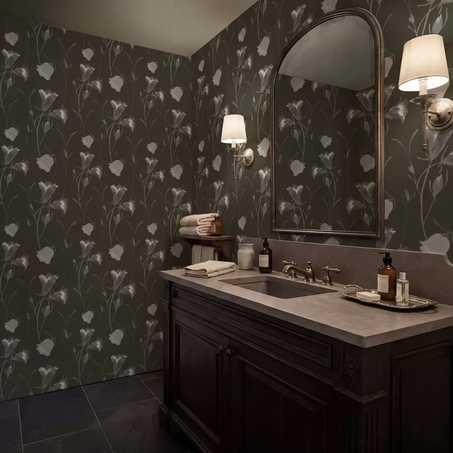 Fototapete Graue Glockenblumen auf dunklem Hintergrund a01119v1