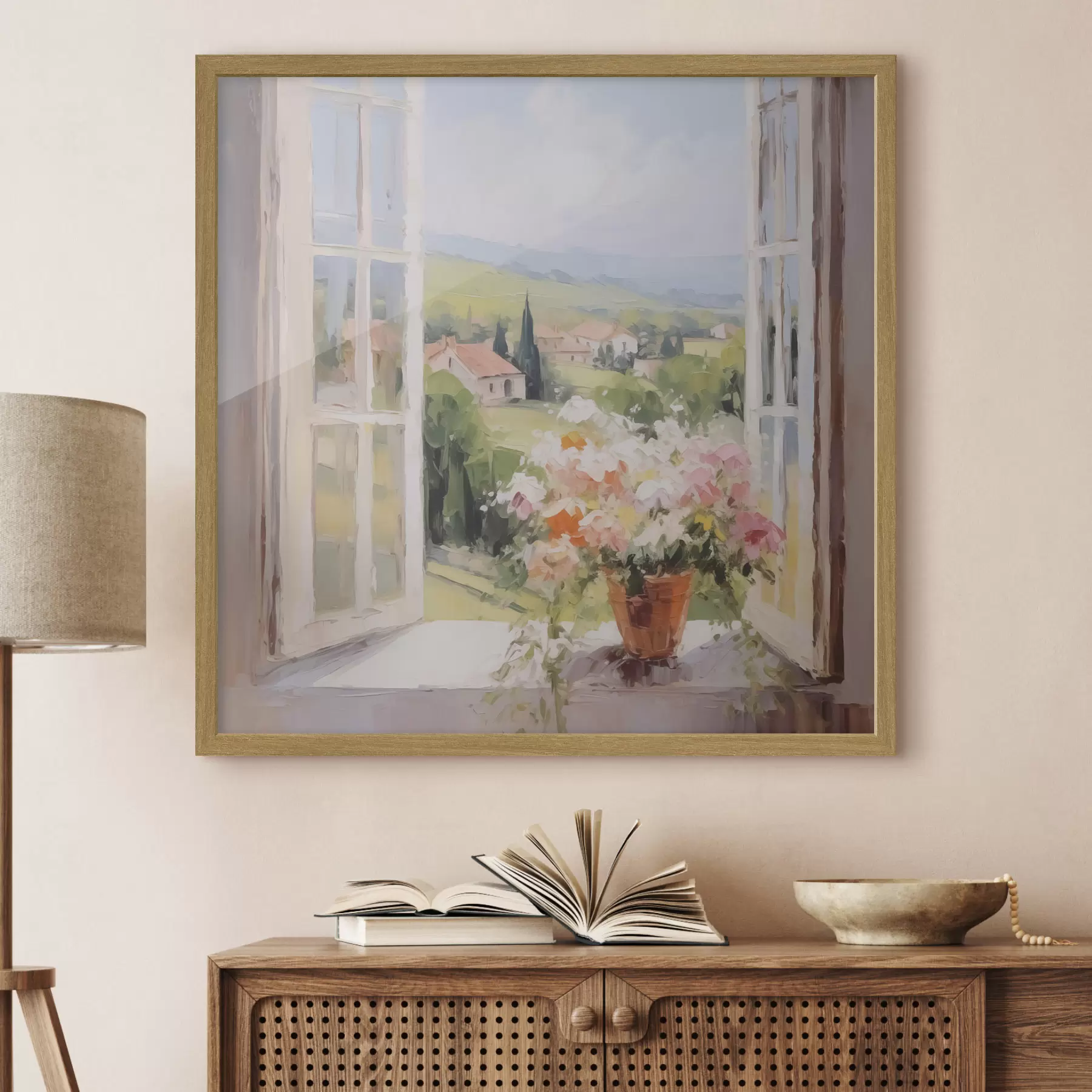 Fototapete Ein Blumenstrauß in einer Vase am Fenster f48052