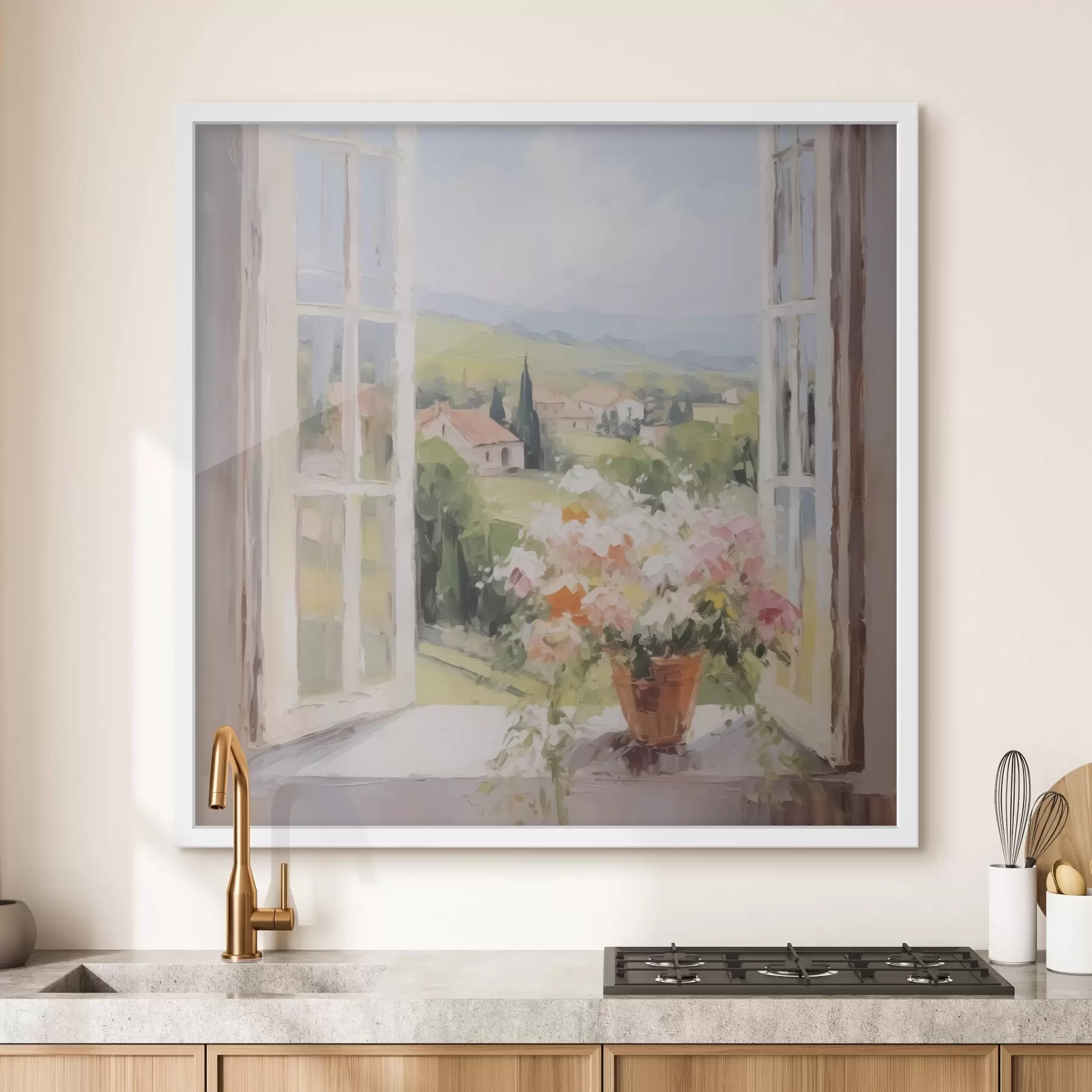 Fototapete Ein Blumenstrauß in einer Vase am Fenster f48052