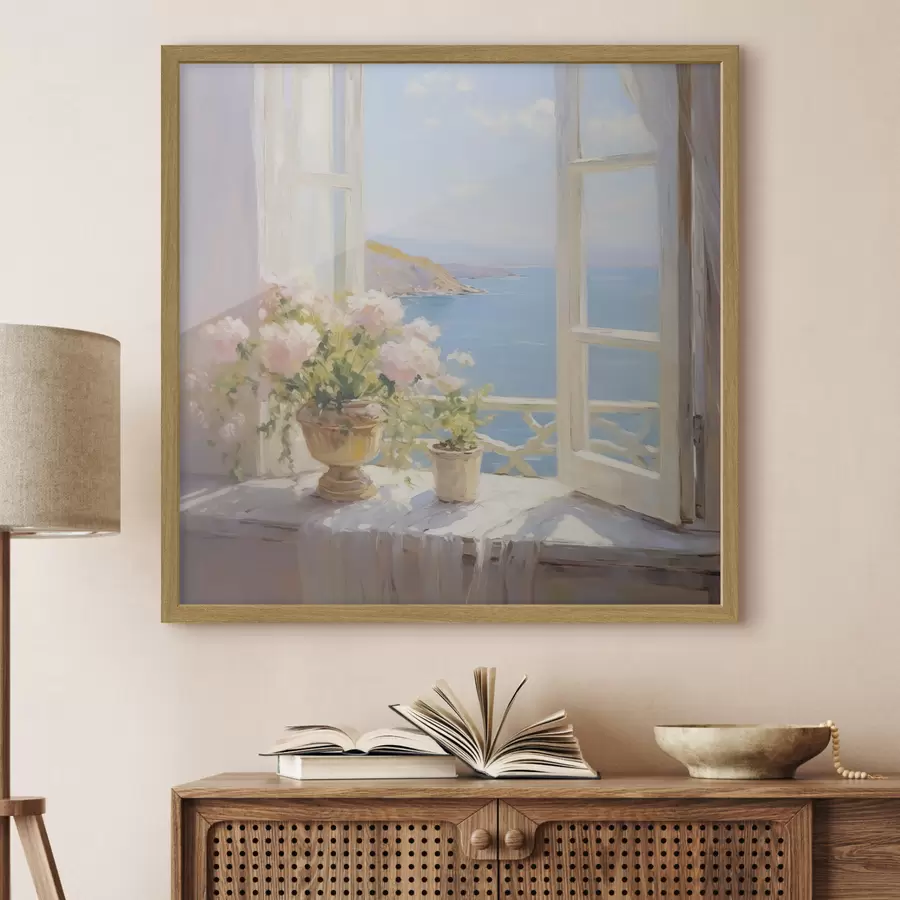 Fototapete Ein Blumenstrauß in einer Vase am Fenster f48053
