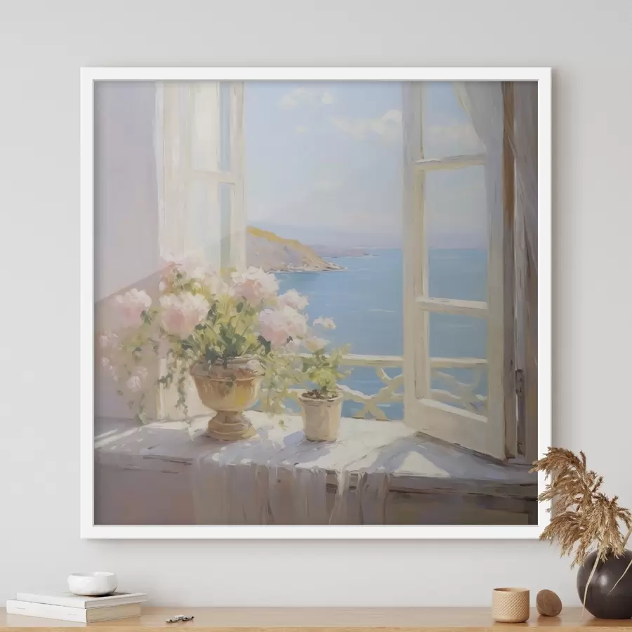 Fototapete Ein Blumenstrauß in einer Vase am Fenster f48053