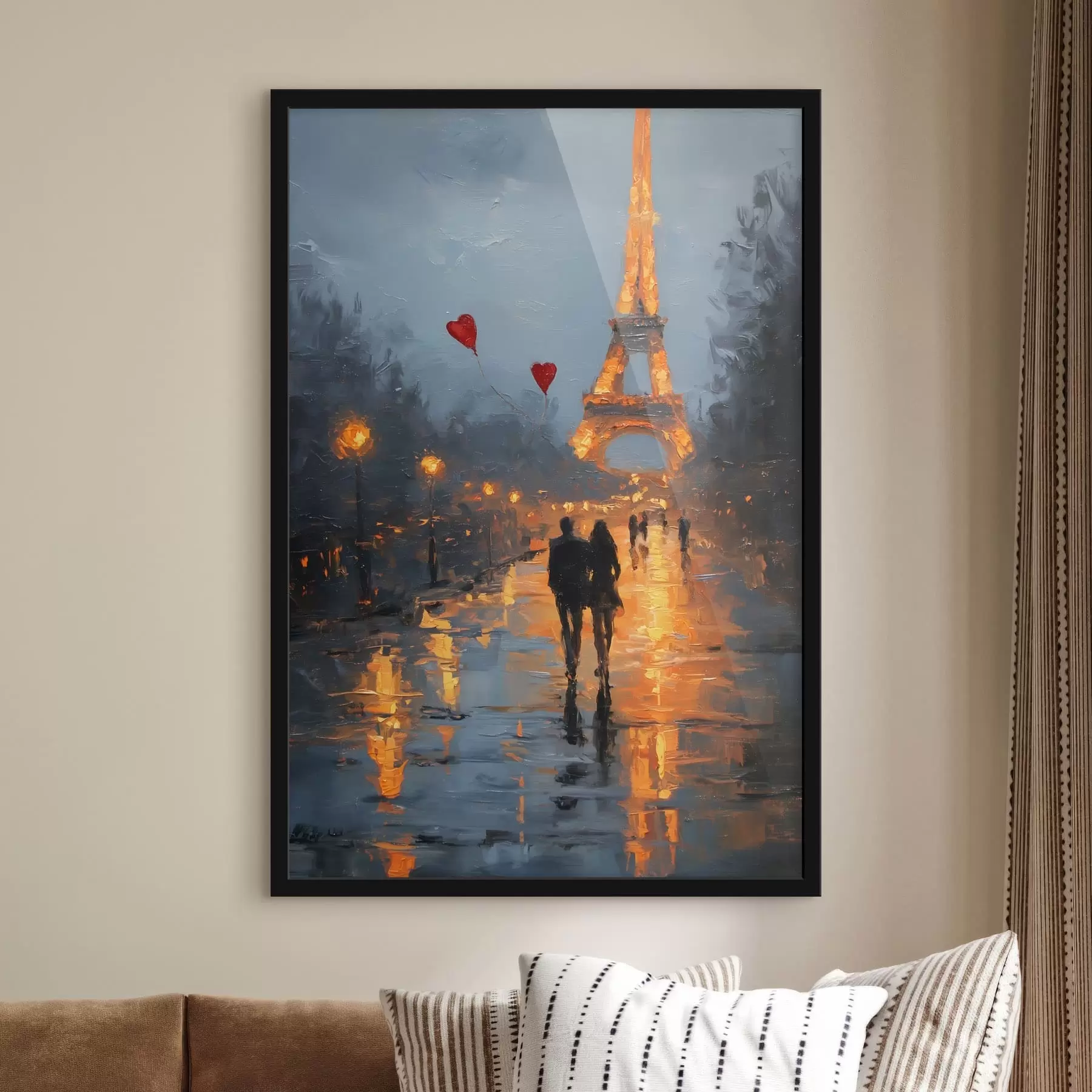 Fototapete Romantischer Spaziergang in Paris im Stil eines Ölgemäldes f47952