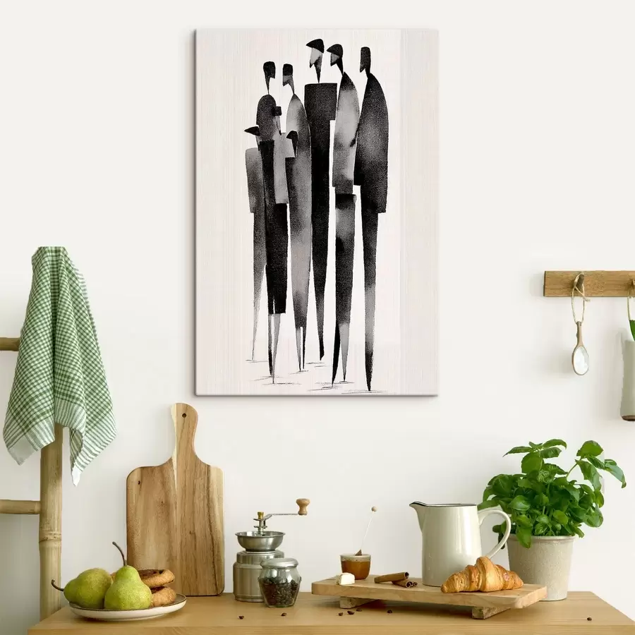 Fototapete minimalistische, langgestreckte menschliche Figuren, die in einer Reihe stehen s48068