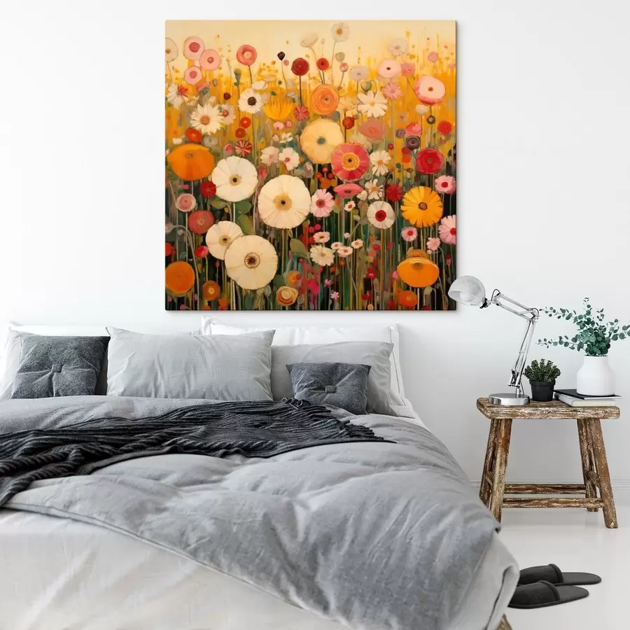 Fototapete lebhaftes Zierblumenfeld s48112