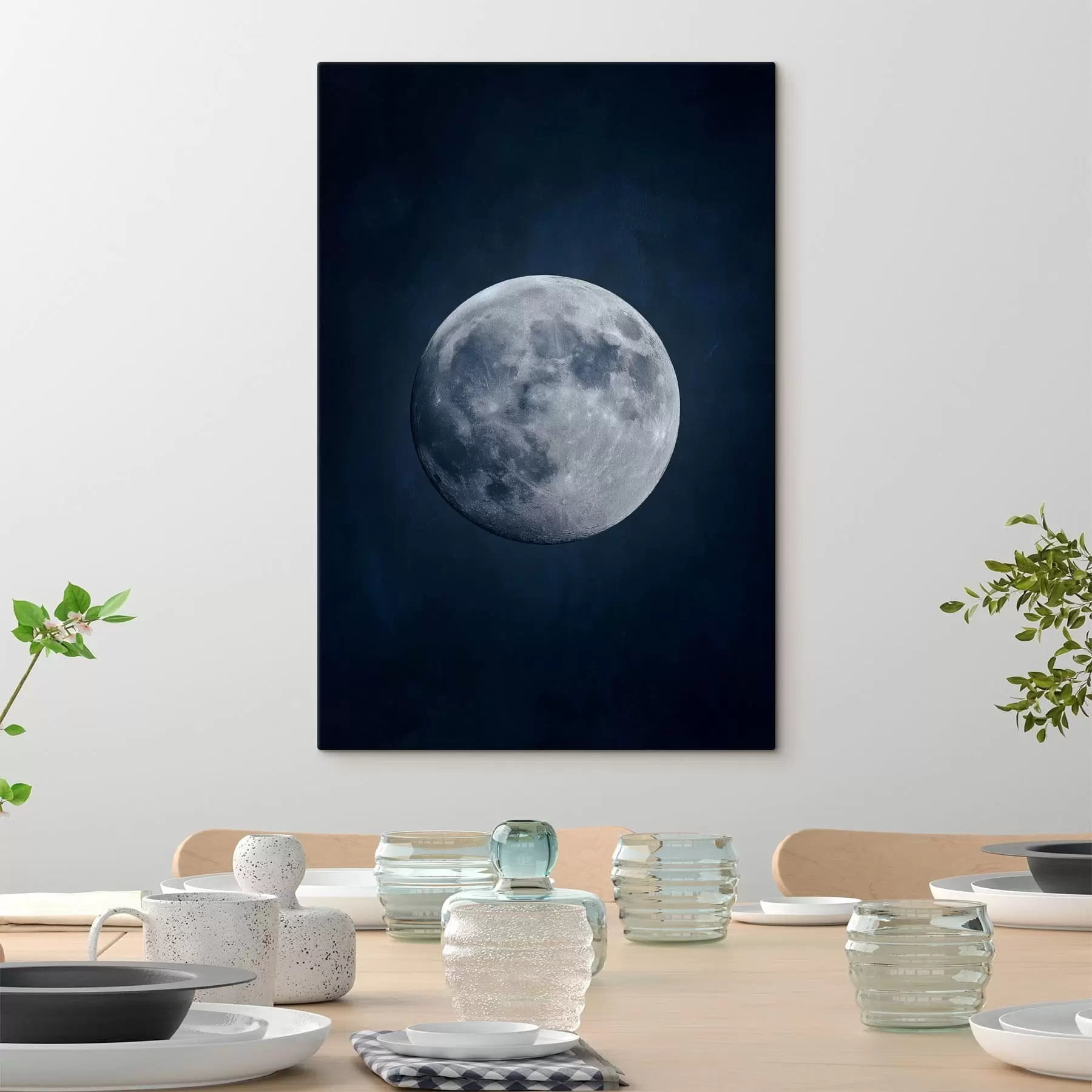 Fototapete Vollmond inmitten eines tief marineblauen strukturierten Hintergrunds s48122