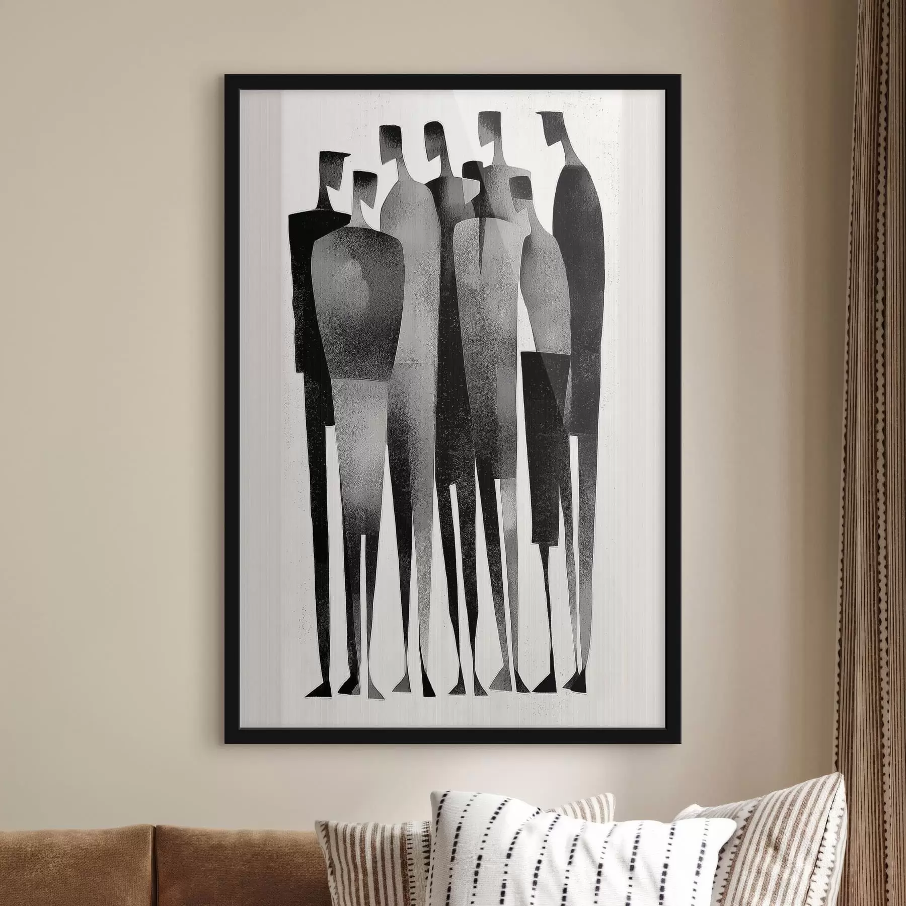 Fototapete minimalistische, langgestreckte menschliche Figuren, die in einer Reihe stehen f48069