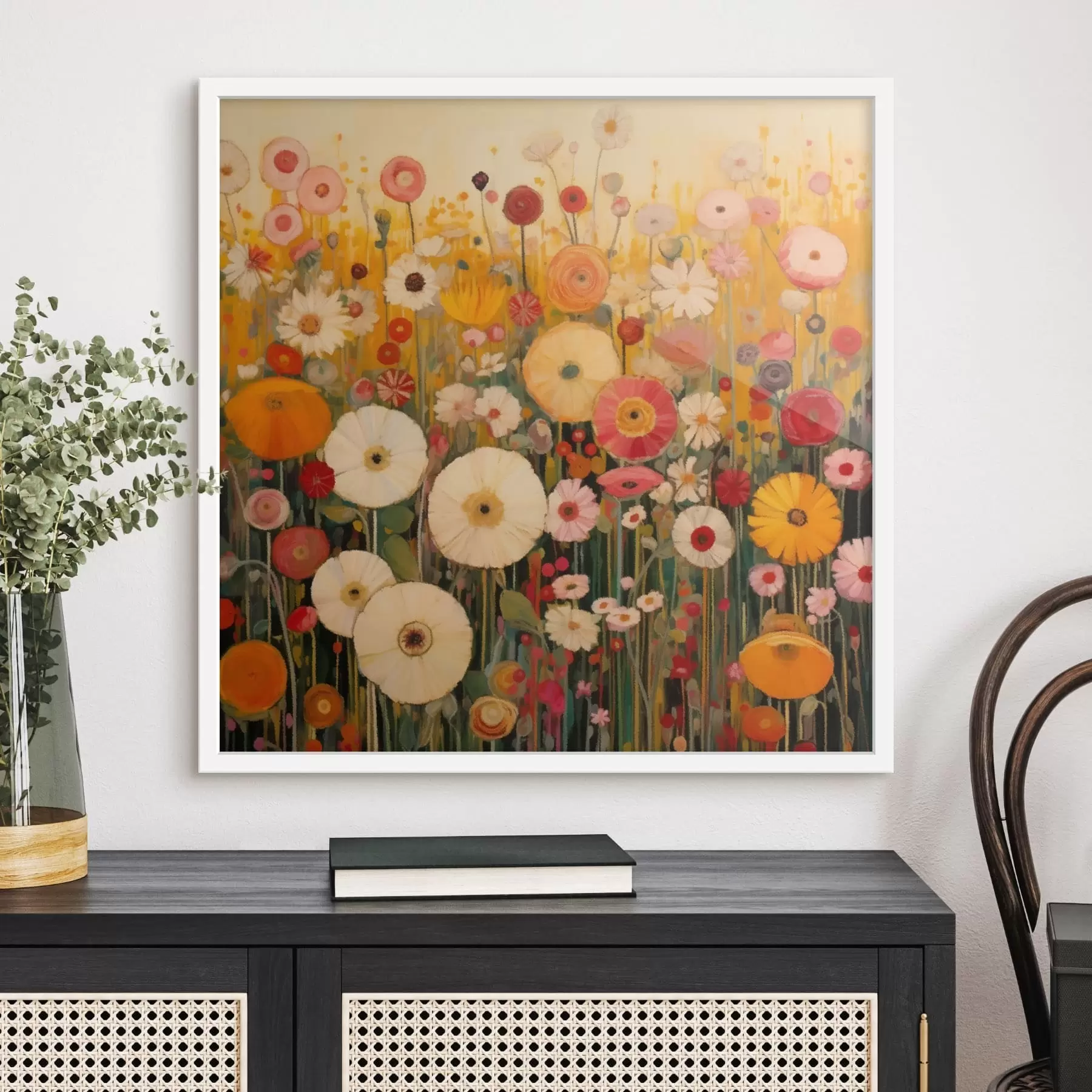 Fototapete lebhaftes Zierblumenfeld f48112