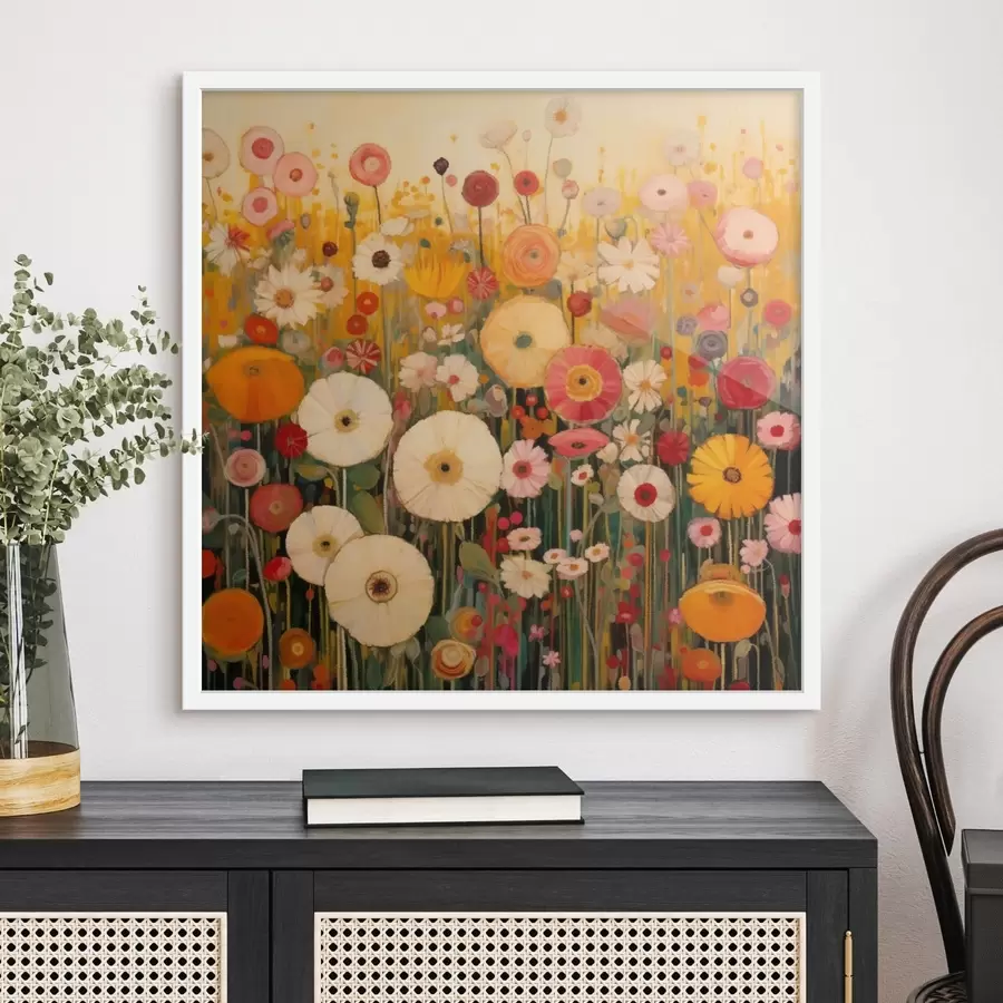 Fototapete lebhaftes Zierblumenfeld f48112